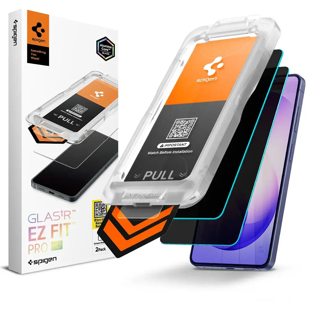 Spigen Glass.TR EZFit Privacy s aplikátorem, 2 kusy, Tvrzené sklo, Samsung Galaxy S26 Plus