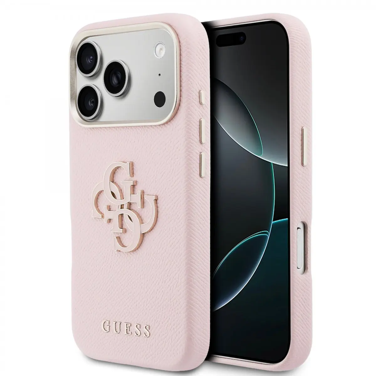 Zadní kryt Guess PU Resin Logo pro iPhone 17 Pro Max růžový