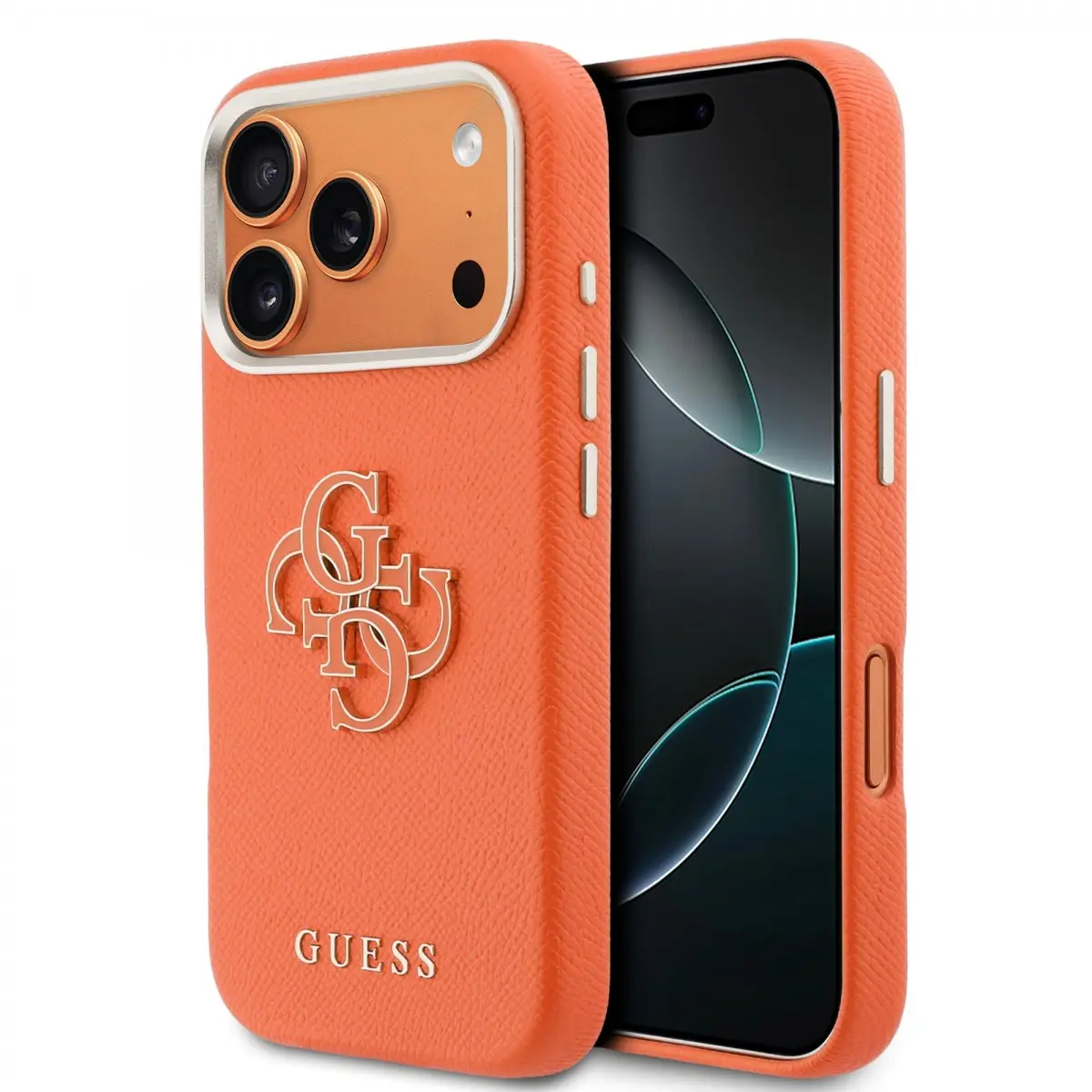Guess - pevné pouzdro Resin Logo (GUHCP17L5PS4RGGO) - iPhone 17 Pro - oranžová