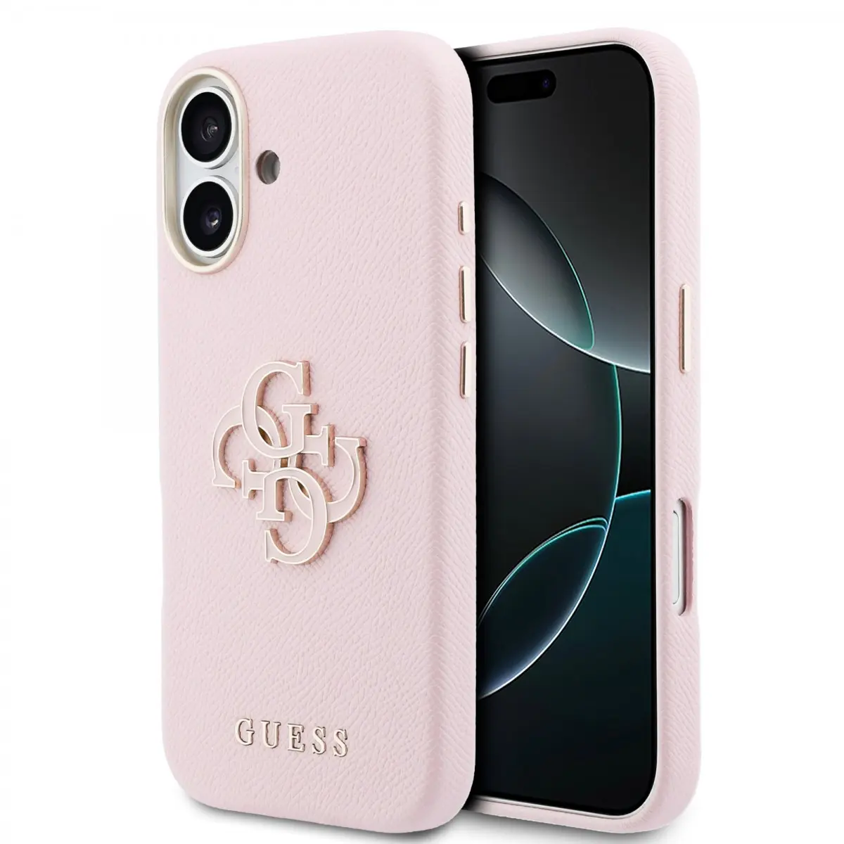 Zadní kryt Guess PU Resin Logo pro iPhone 17 růžový