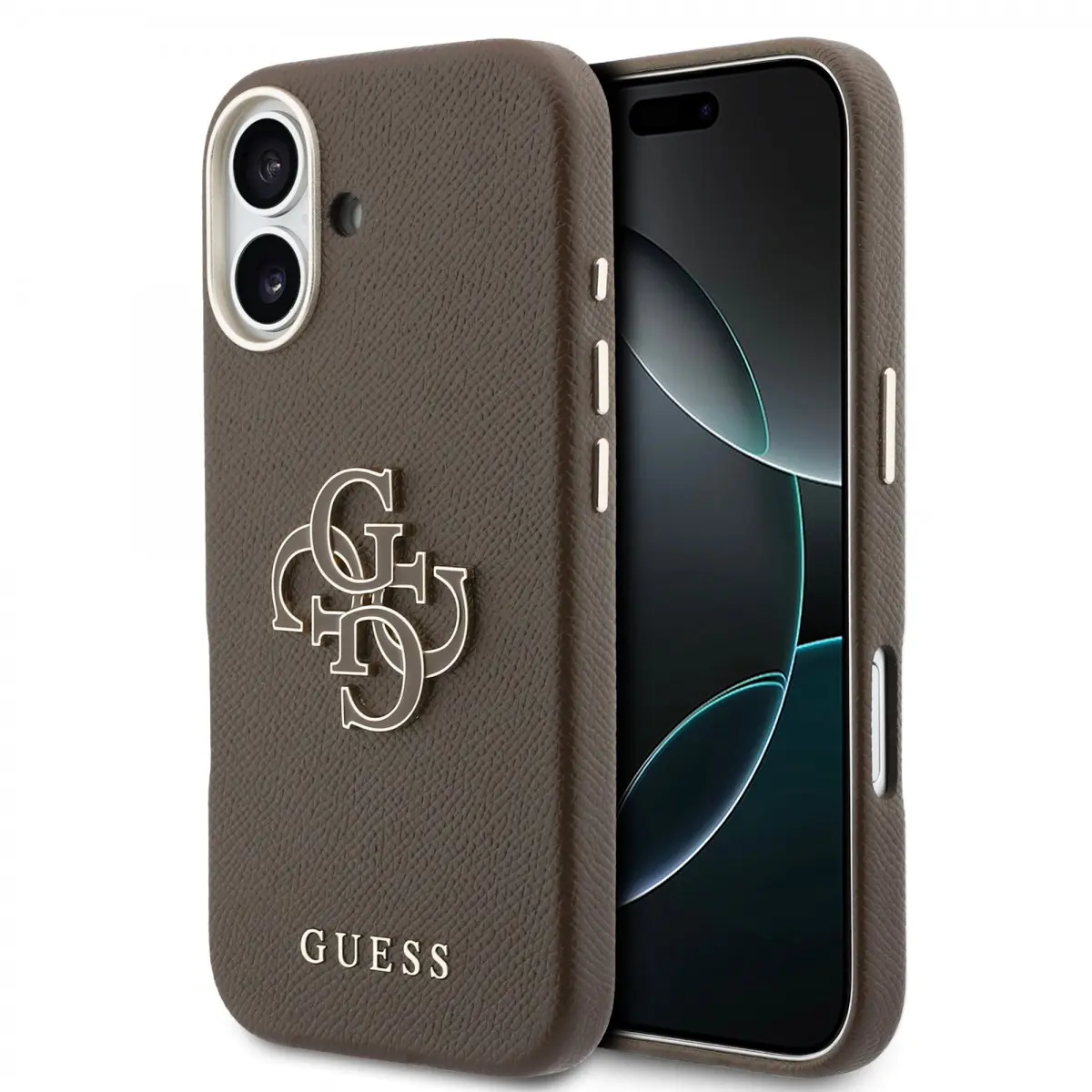 Zadní kryt Guess PU Resin Logo pro iPhone 17 hnědý