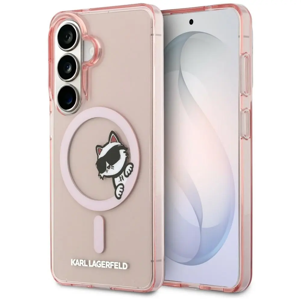 Kryt Karl Lagerfeld - IML Choupette Peekaboo Logo MagSafe - Samsung Galaxy S26 růžový