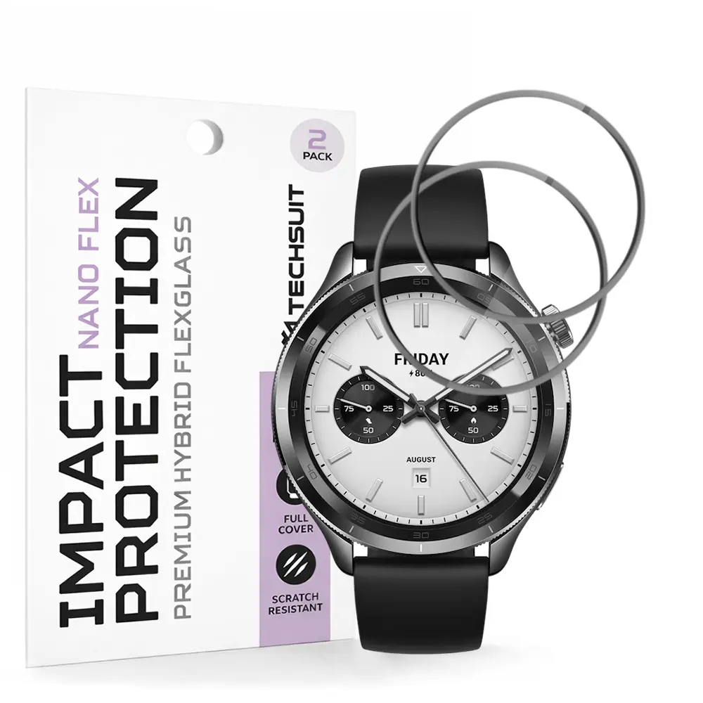 Ochranná fólie Techsuit Nano Flex (2 ks) na Xiaomi Watch S4 černá