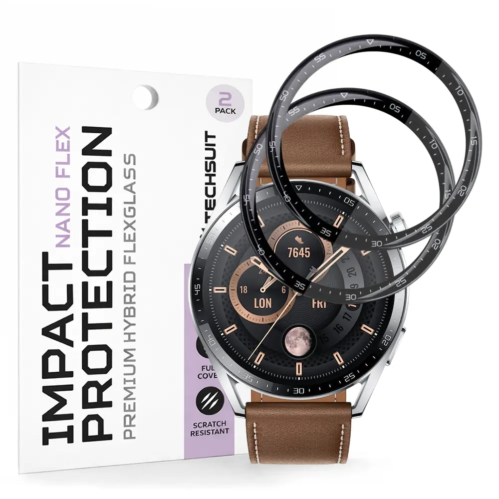 Techsuit Nano Flex, Huawei Watch GT 3 46mm, 2 kusy, černé