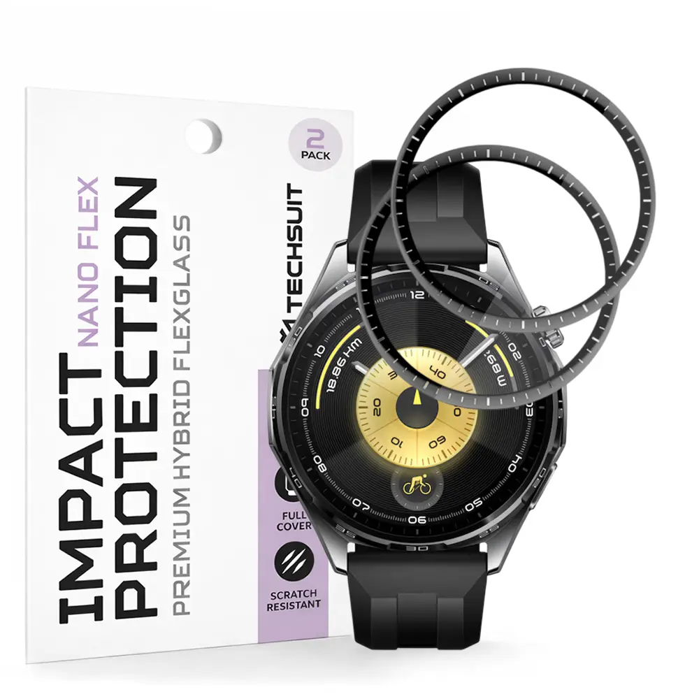 Techsuit Nano Flex, Huawei Watch GT 6 46mm, 2 kusy, černé