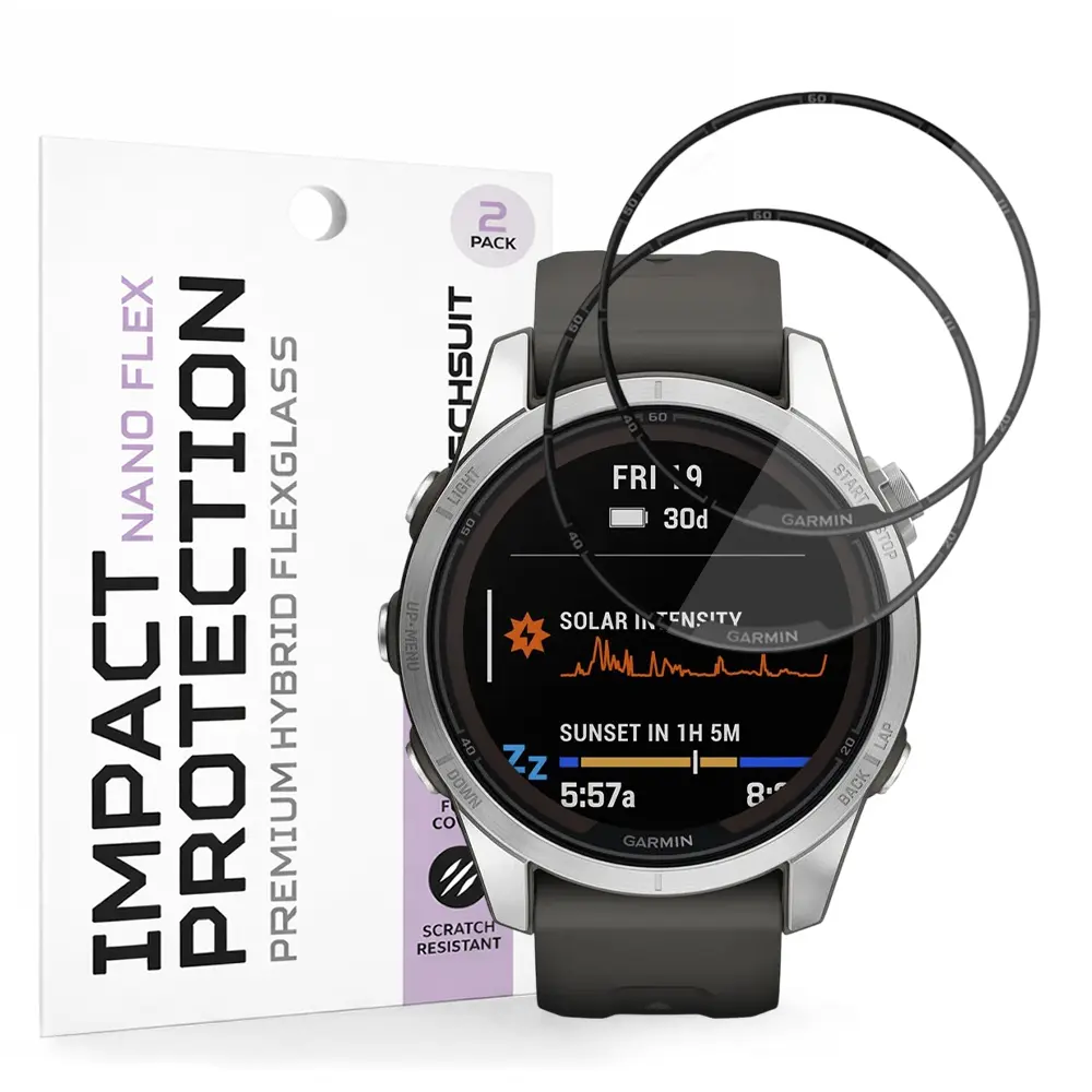 Ochranná fólie Techsuit Nano Flex (2 kusy) pro Garmin Fenix 7S Pro Solar černá