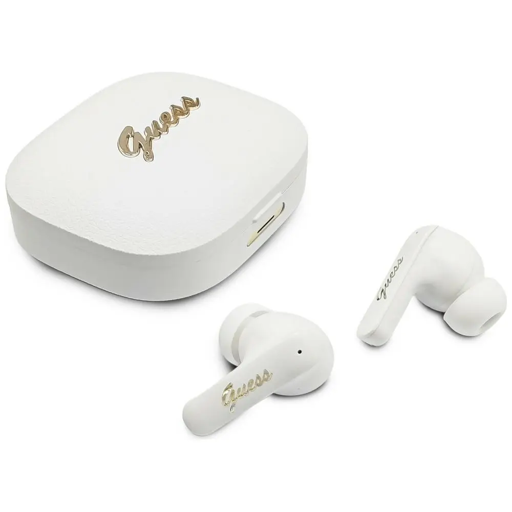 Bezdrátová sluchátka Guess Script Metal Logo (GUTWSX45PGSH) bílá