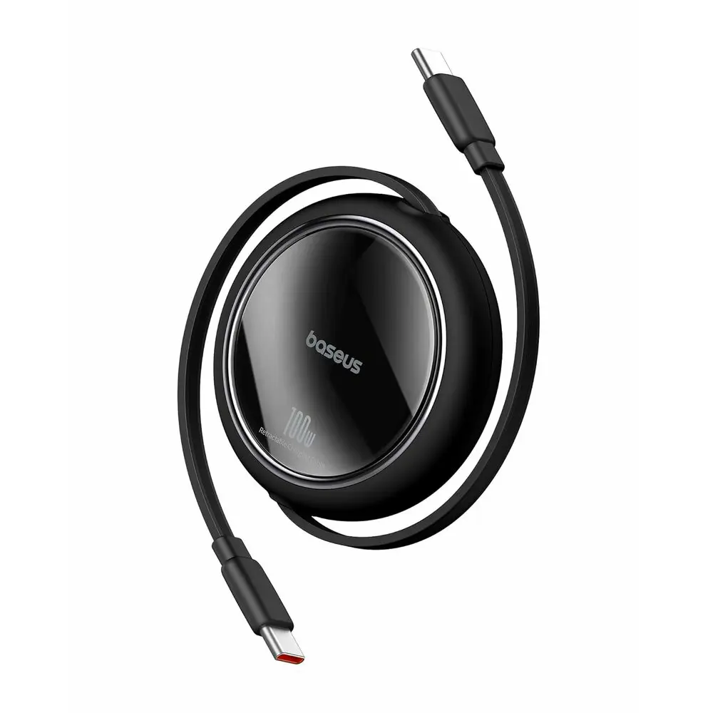 Datový a nabíjecí kabel Baseus Free2Draw mini USB-C/USB-C - délka 1m, PD až 100W, navíjecí, černý