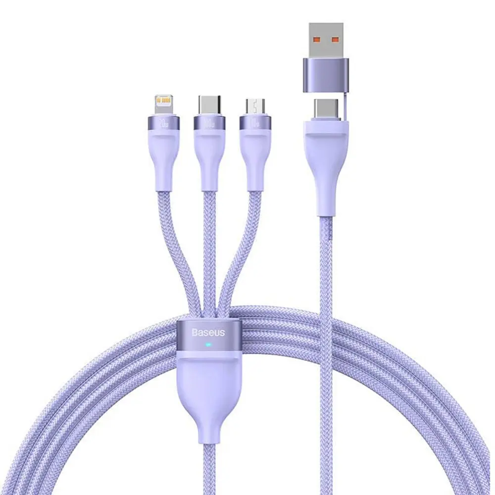 Nabíjecí Kabel Baseus Flash Series 2 s redukcemi (100W / 1.2m) fialový
