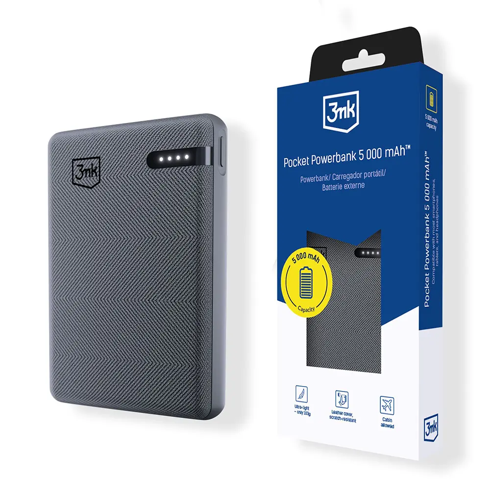 Kompaktní Powerbanka 3mk Pocket Power Bank 5000mAh (12W) černá