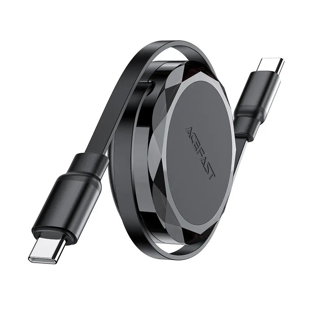 Datový kabel Acefast - Data Cable (C13-03) - Type-C to Type-C, 60W, Dual Retraction Charging Data Cable, Fast Charging, 0.8m - černý