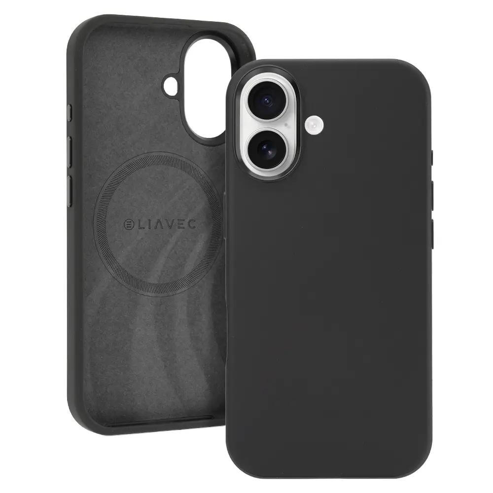 Silikonový kryt Liavec Silky s kovovým rámečkem fotoaparátu pro Apple iPhone 17 černý