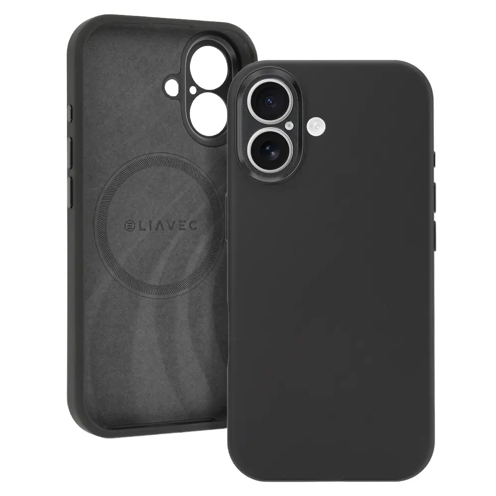 Kryt Liavec Silk Shield s kovovým rámečkem fotoaparátu pro Apple iPhone 17 černý