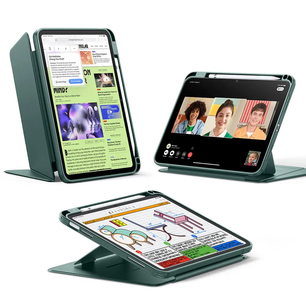 ESR - Flip Hybrid pouzdro s držákem na Apple Pencil pro iPad 10 (2022) 10.9 / 11 (2025) / 12 (2026) - tmavě zelené
