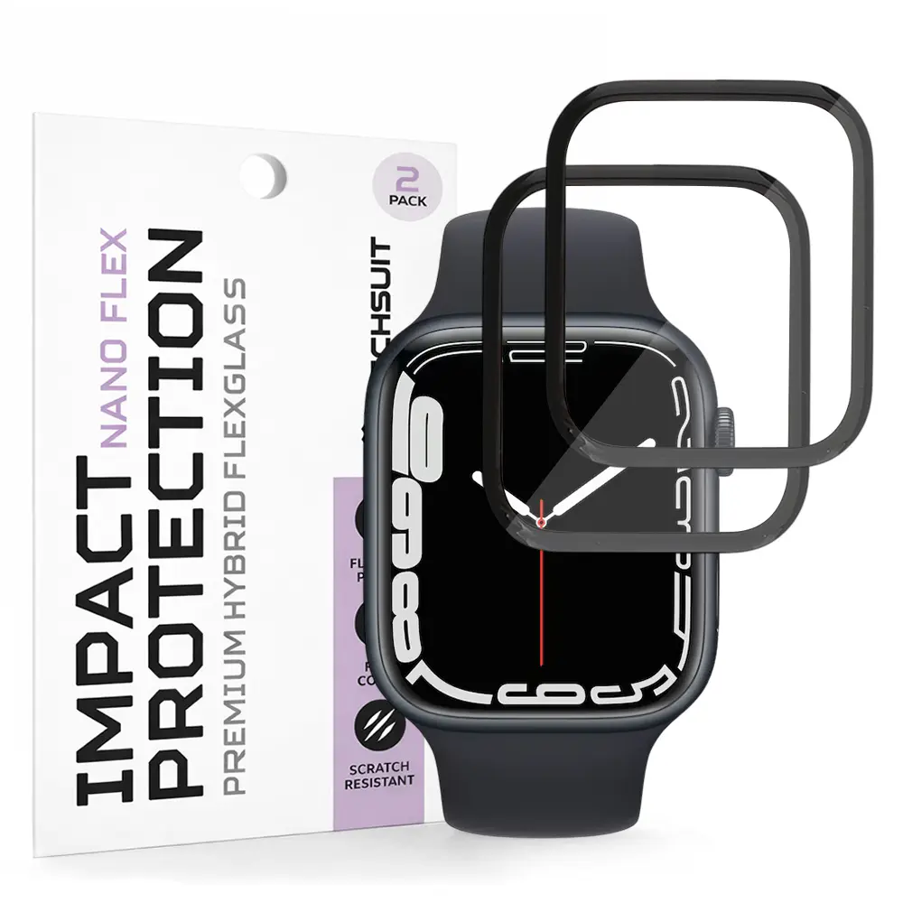 Ochranná fólie Techsuit - Nano Flex (2 pack) - Apple Watch 7 / 8 / 9 41mm - černá