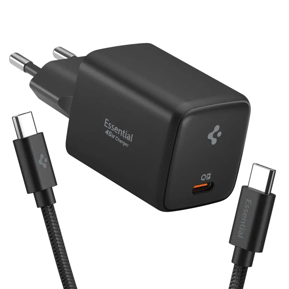 Síťová nabíječka Spigen Essential EE451EU USB C s kabelem 45W černá