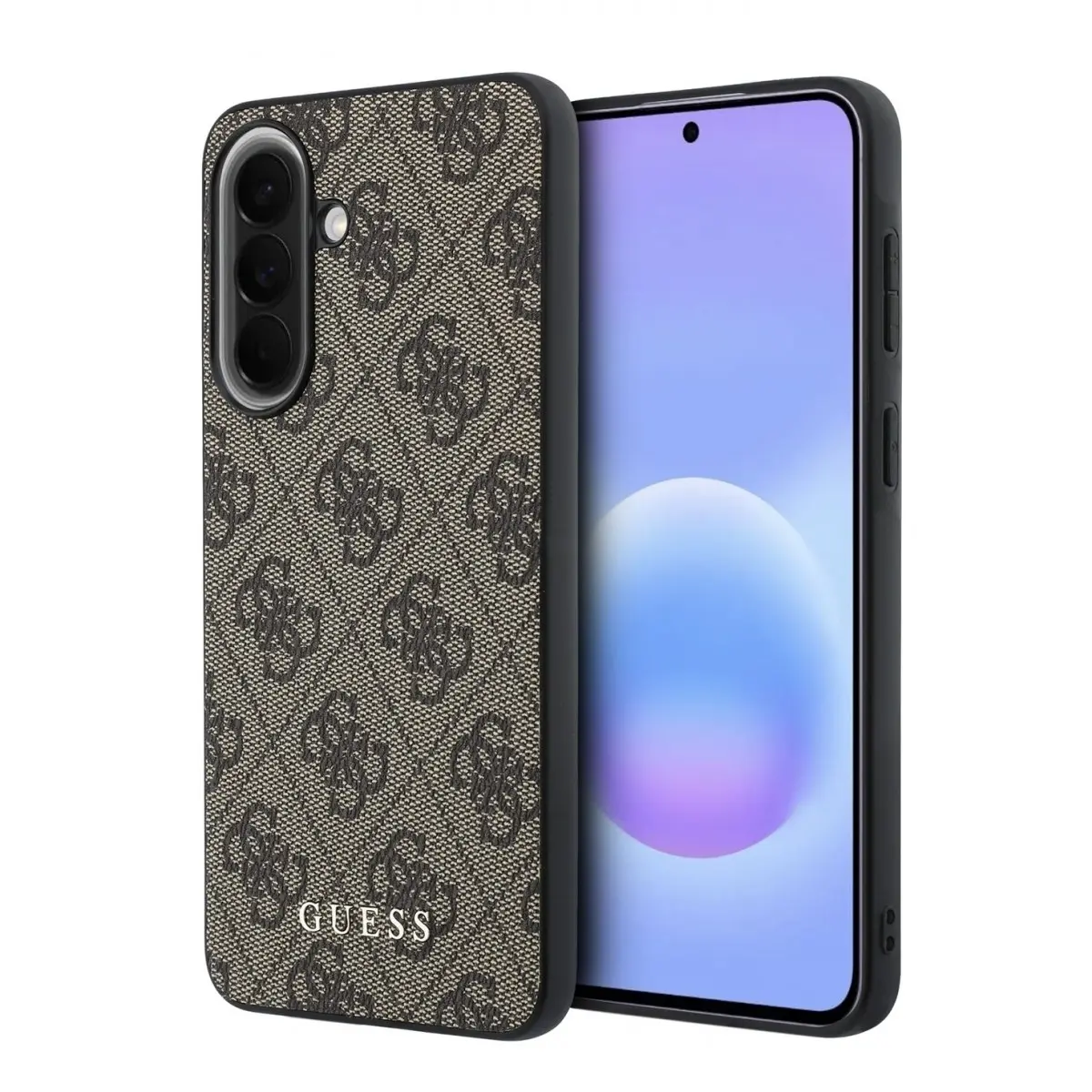 Guess PU 4G Metal Classic Logo Zadní Kryt pro Samsung Galaxy A57 Brown GUHCSA57G4GFBR