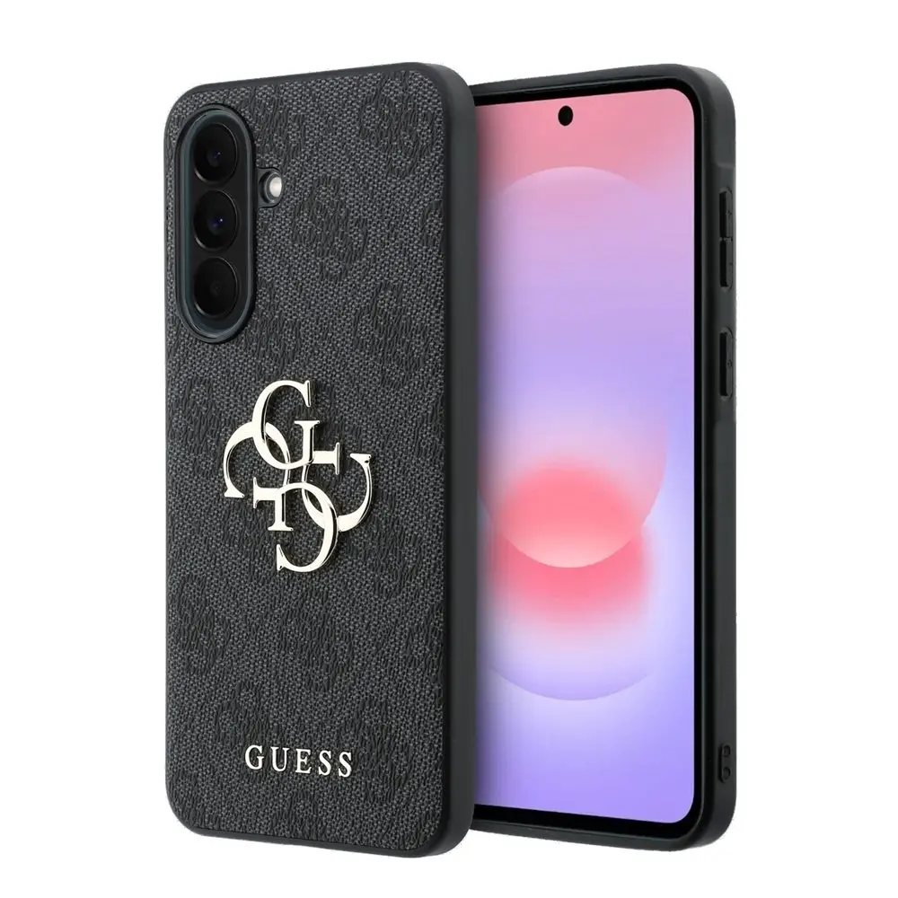 Guess PU 4G Metal Logo Zadní Kryt pro Samsung Galaxy A37 Grey GUHCSA374GMGGR