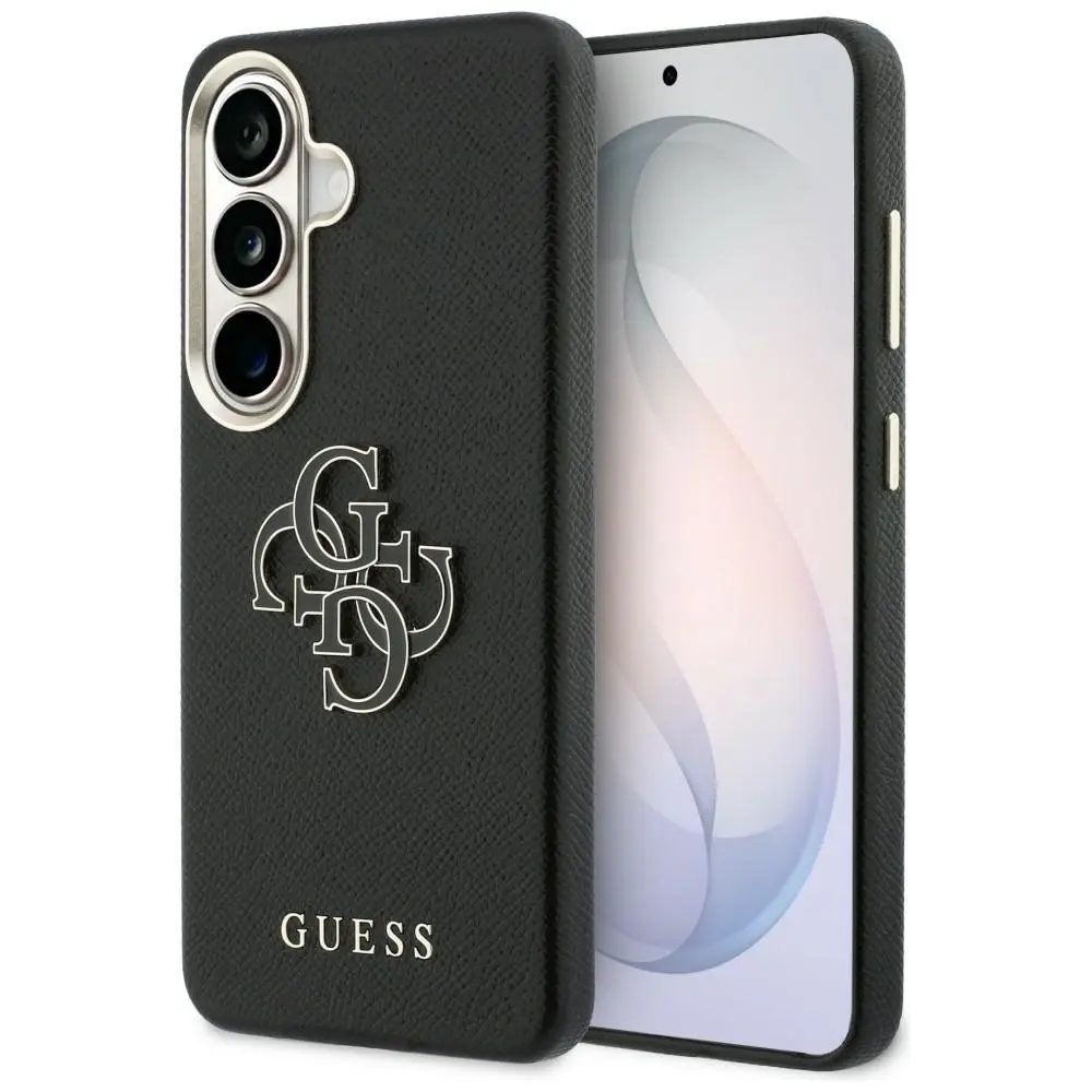 Zadní kryt Guess PU 4G Resin Metal Logo pro Samsung Galaxy S26+ černý