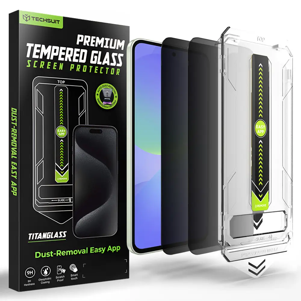 Techsuit - TitanGlass CrystalHD privátní ochranné sklo (2 ks) s podporou odemykání otiskem prstu pro Samsung Galaxy A36 5G / A37 5G - černé