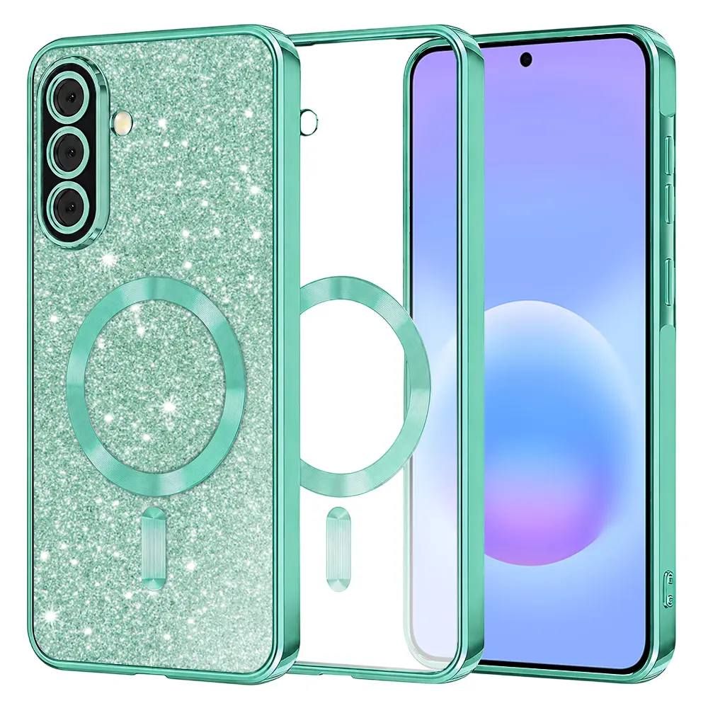 Kryt Techsuit Luxury Glitter MagSafe pro Samsung Galaxy A57 5G světle zelený