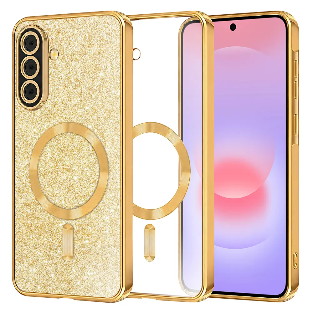 Kryt Techsuit Luxury Glitter MagSafe pro Samsung Galaxy A37 5G zlatý