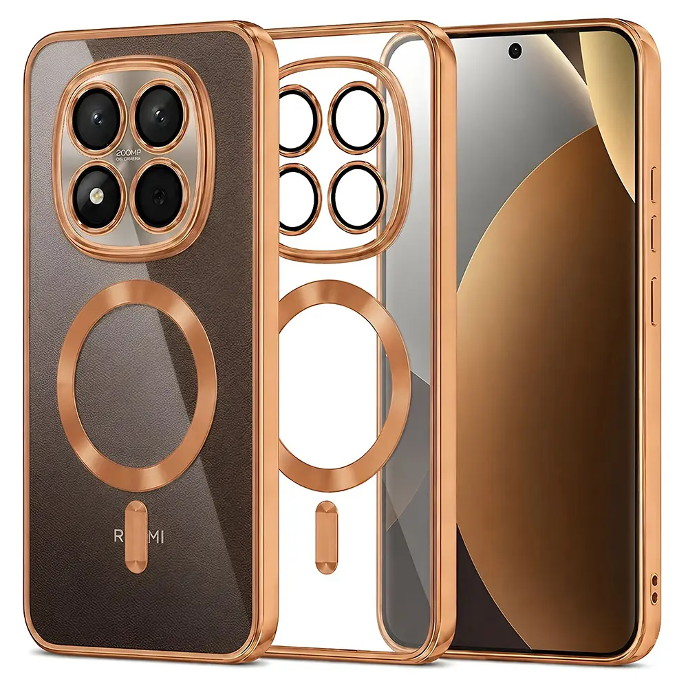 Kryt Techsuit Luxury Crystal MagSafe pro Xiaomi Redmi Note 15 Pro+ 5G / Poco M8 Pro 5G oranžový
