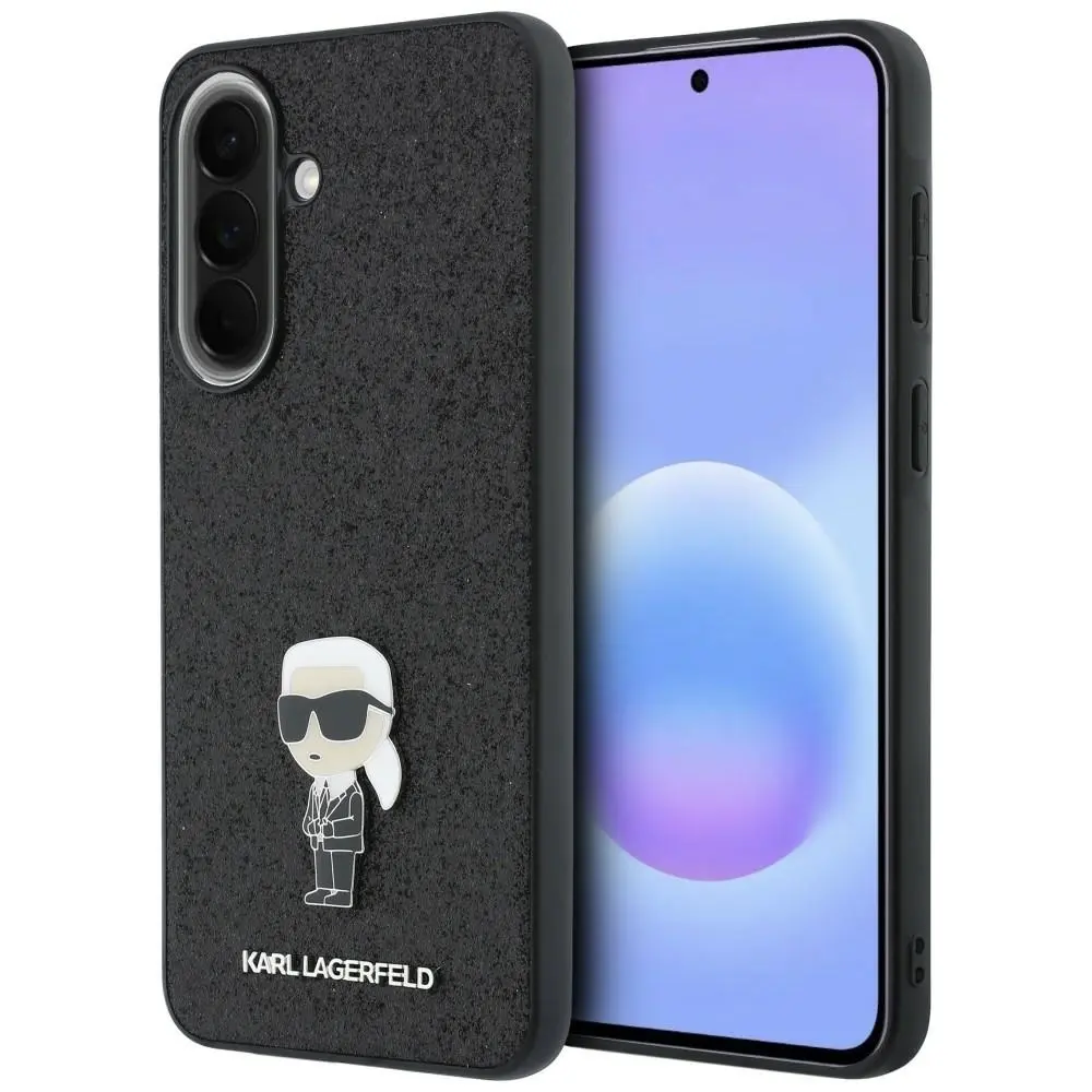 Kryt Karl Lagerfeld Fixed Glitter Metal Ikonik pro Samsung Galaxy A57 černý