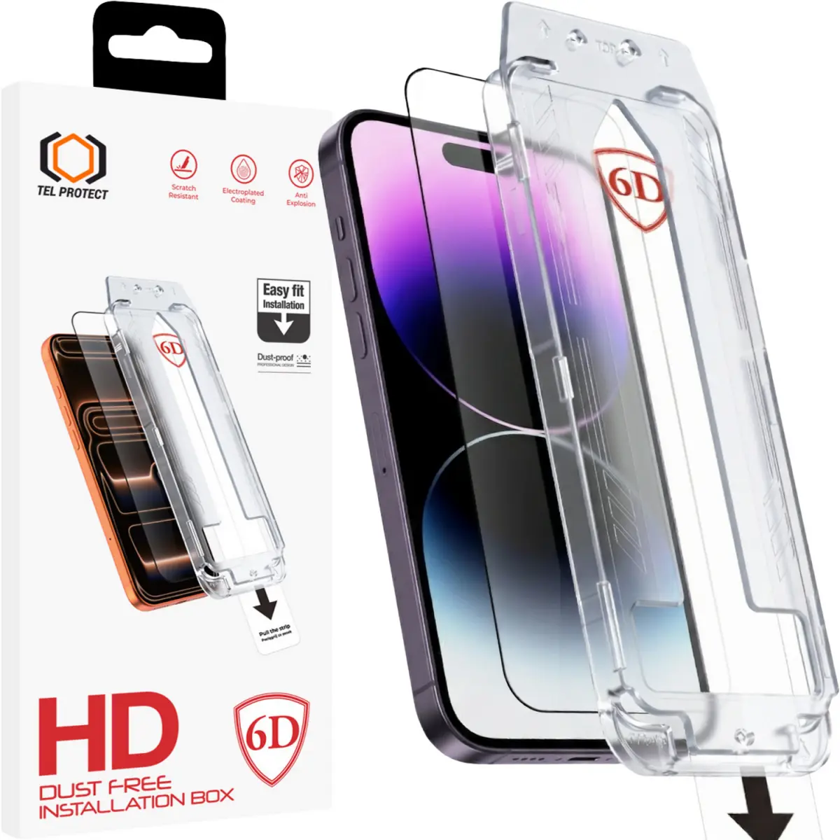 Tvrzené sklo Tel Protect Dust-Free Easy Fit Full Glue 6D pro iPhone 14 Pro černé
