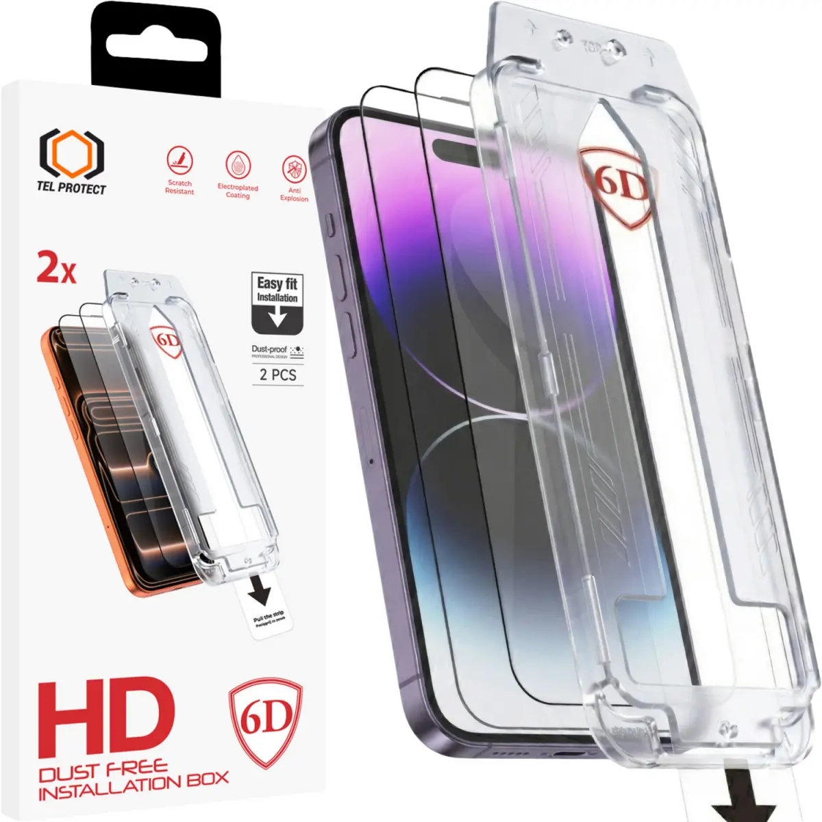Tvrzené sklo Tel Protect Dust-Free Easy Fit 6D pro iPhone 14 černé 2ks