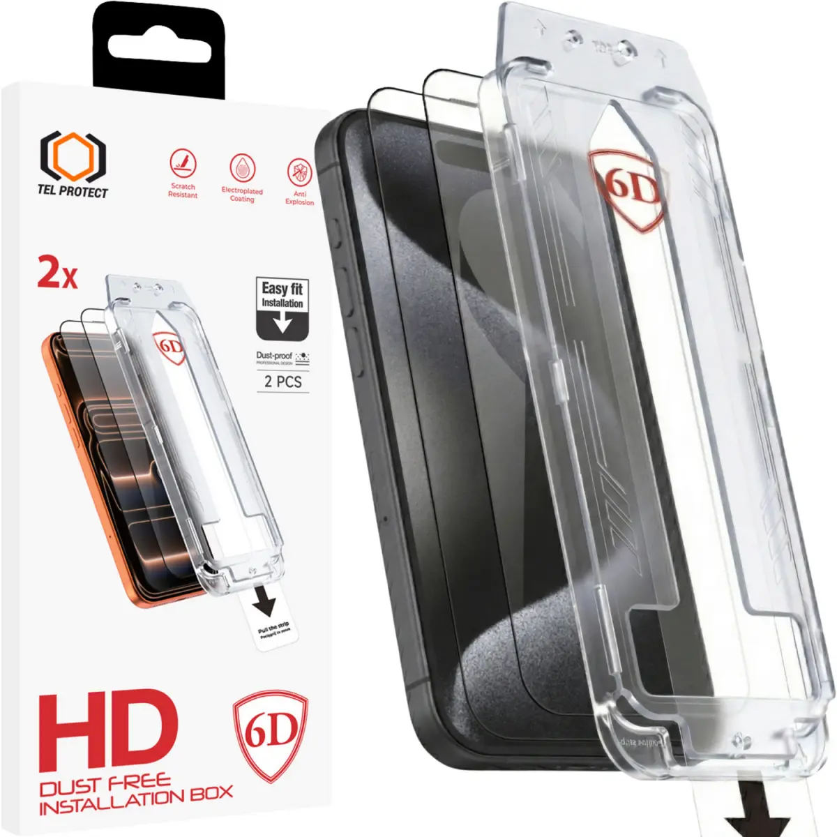 Tvrzené sklo Tel Protect Dust-Free Easy Fit Full Glue 6D pro iPhone 16 černé 2ks