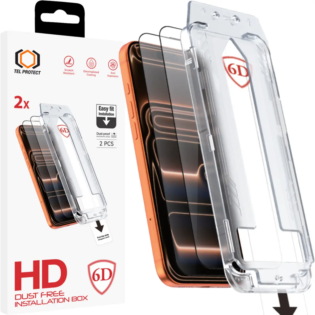 Tvrzené sklo Tel Protect Dust-Free Easy Fit Full Glue 6D pro iPhone 17 Pro černé 2ks