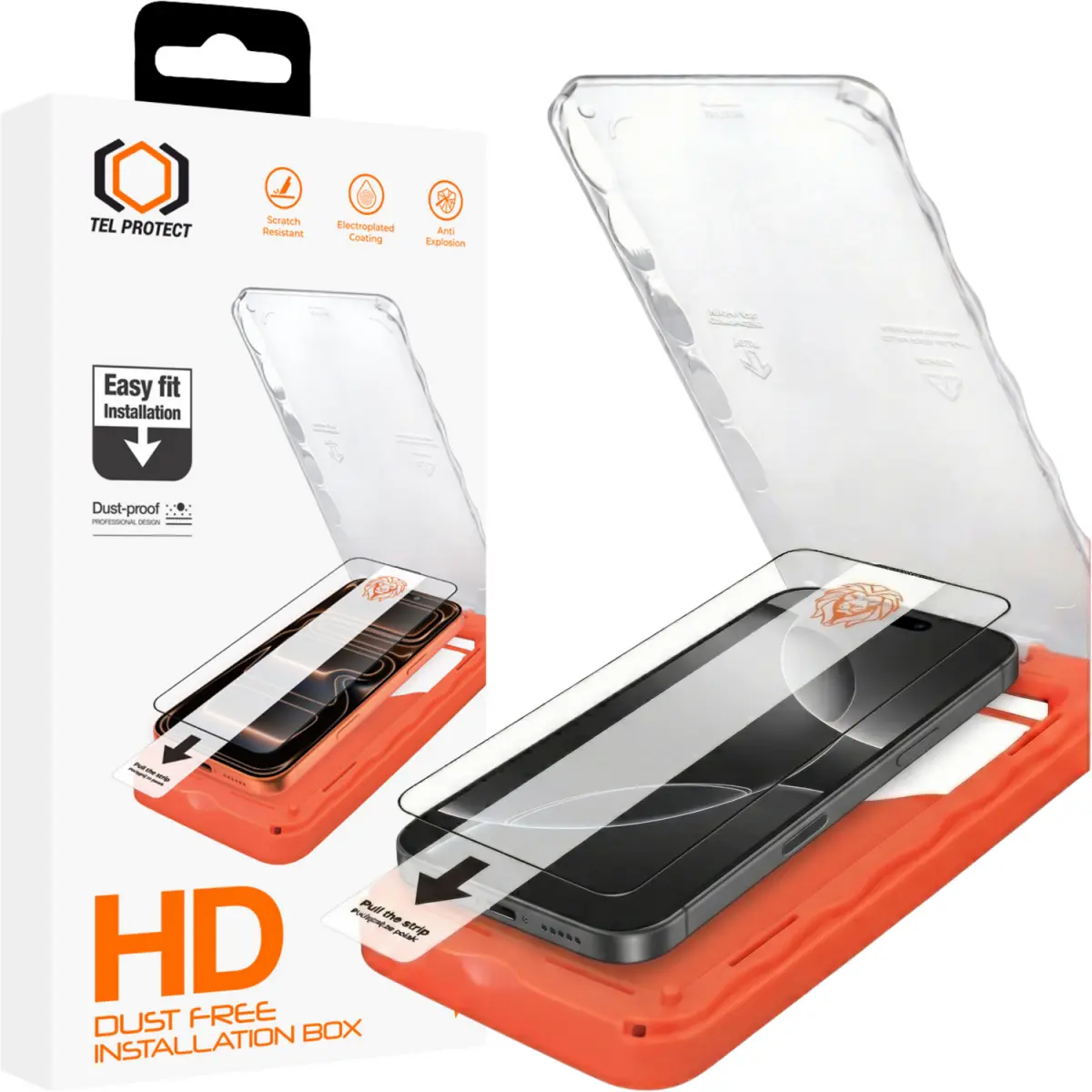 Tvrzené sklo Tel Protect Dust-Free Easy Fit HD Titan pro iPhone 15 Pro černé