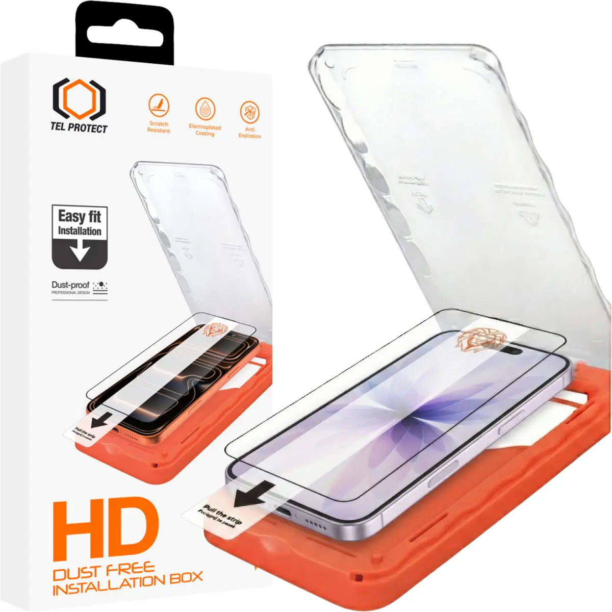 Tvrzené sklo Tel Protect Dust-Free Easy Fit HD Titan pro iPhone 16 Pro/17 černé