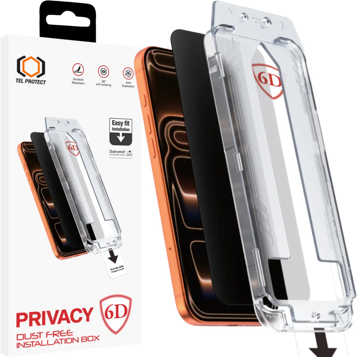 Tvrzené sklo Tel Protect Dust-Free Easy Fit Privacy 6D pro iPhone 17 Pro černé