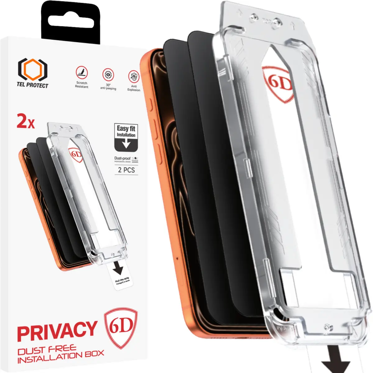 Tvrzené sklo Tel Protect Dust-Free Easy Fit Privacy 6D pro iPhone 17 Pro Max černé 2ks