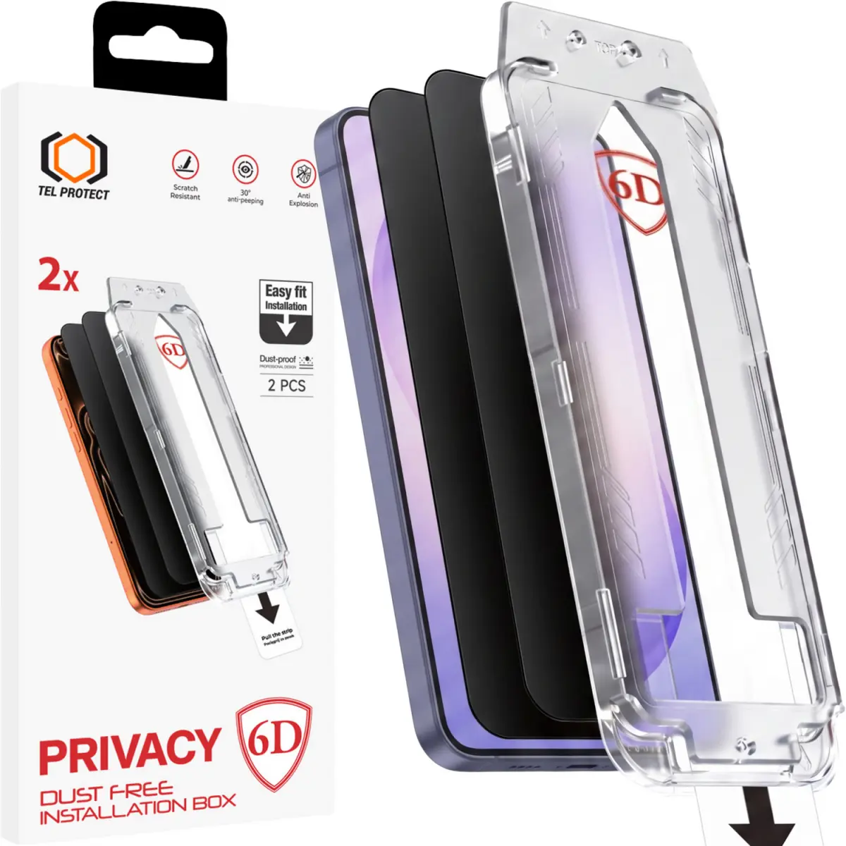 Tvrzené sklo Tel Protect Dust-Free Easy Fit Privacy 6D pro Samsung Galaxy S26 Plus černé 2ks