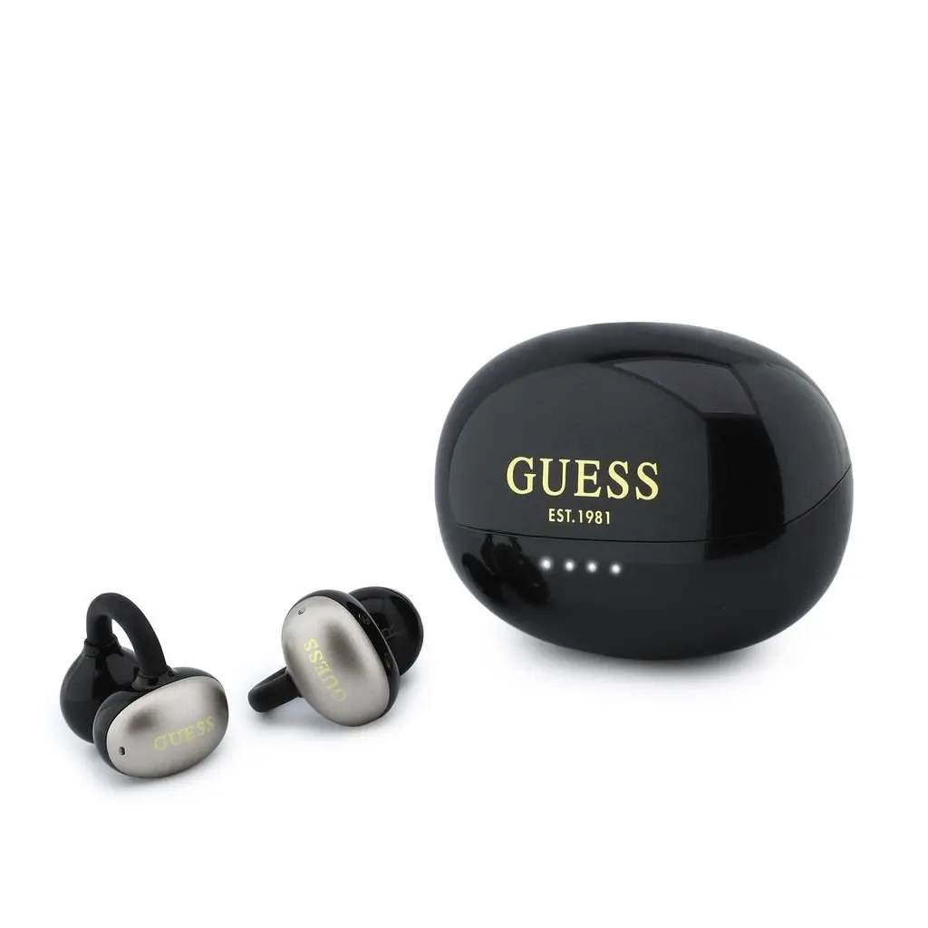 Bezdrátová sluchátka Guess Metallic Finish Classic Logo OWS Black