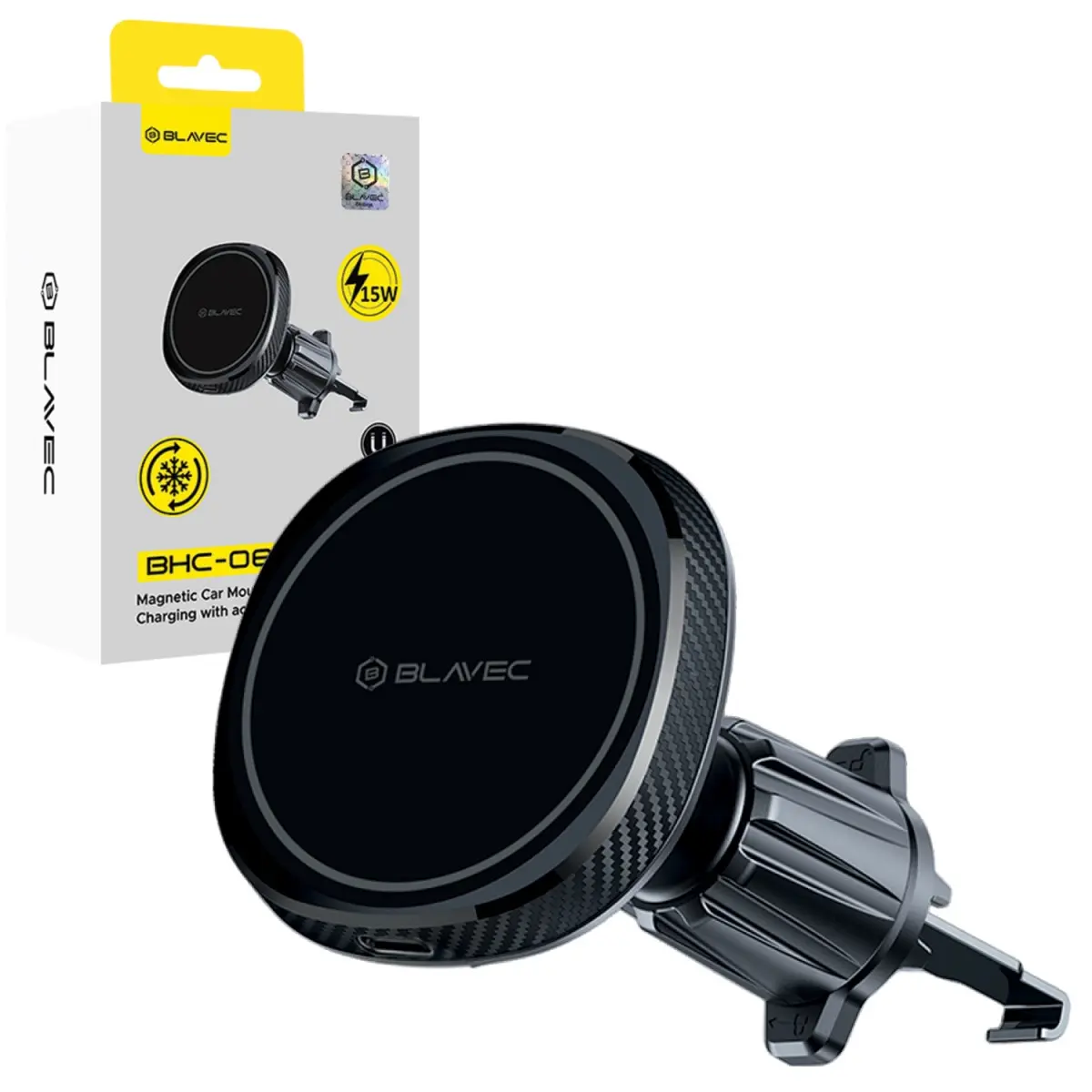 Držák do auta Blavec BHC-06B magnetický s bezdrátovým nabíjením do ventilace černý
