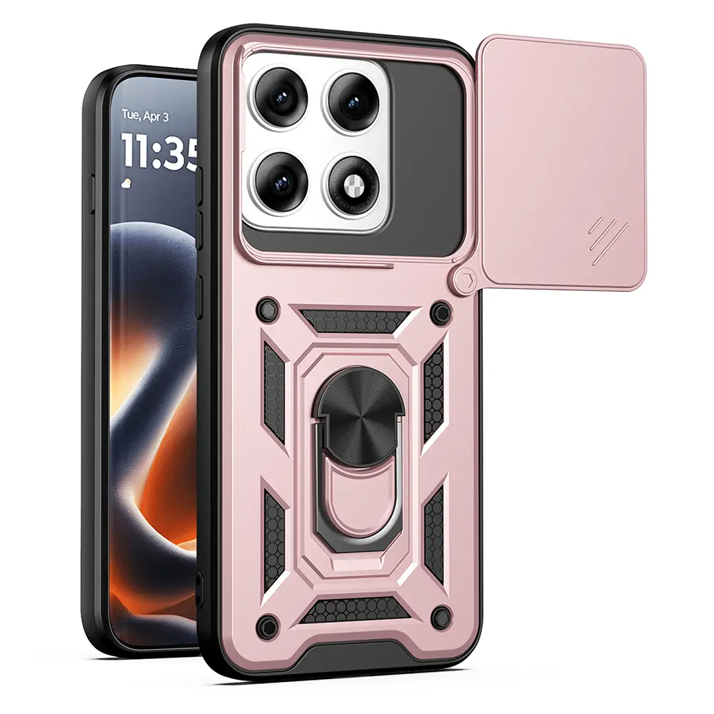 Techsuit - CamShield Series pouzdro s krytkou fotoaparátu pro Motorola Edge 70 Pro - růžovo-zlatý