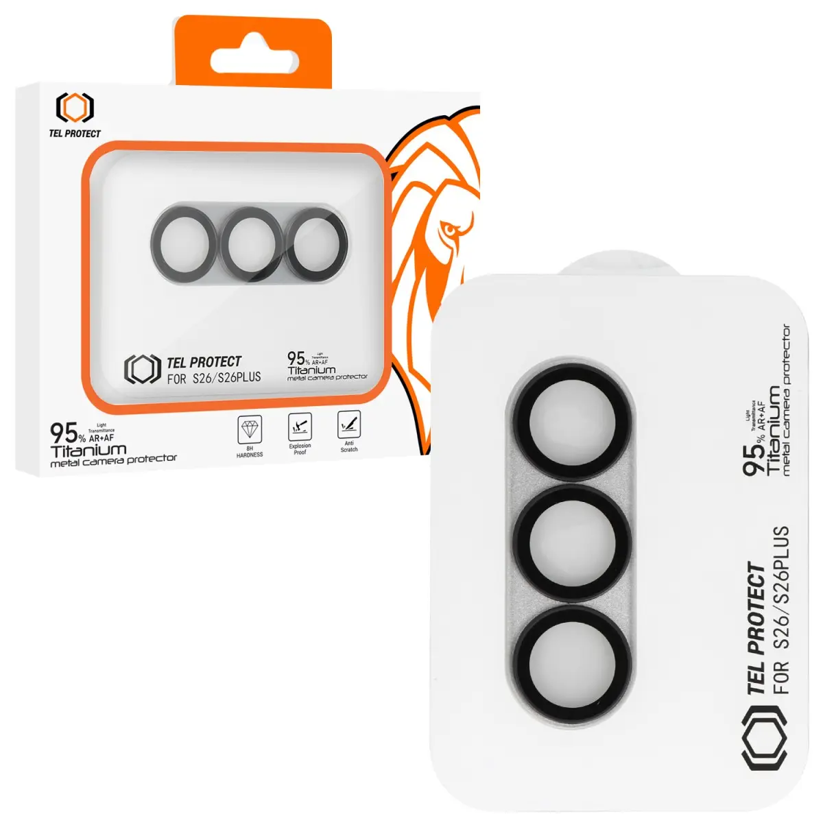 Tvrzené sklo Tel Protect 95% AR+AF Full Metal Camera Protector na fotoaparát pro Samsung Galaxy S26 a S26 Plus bílé