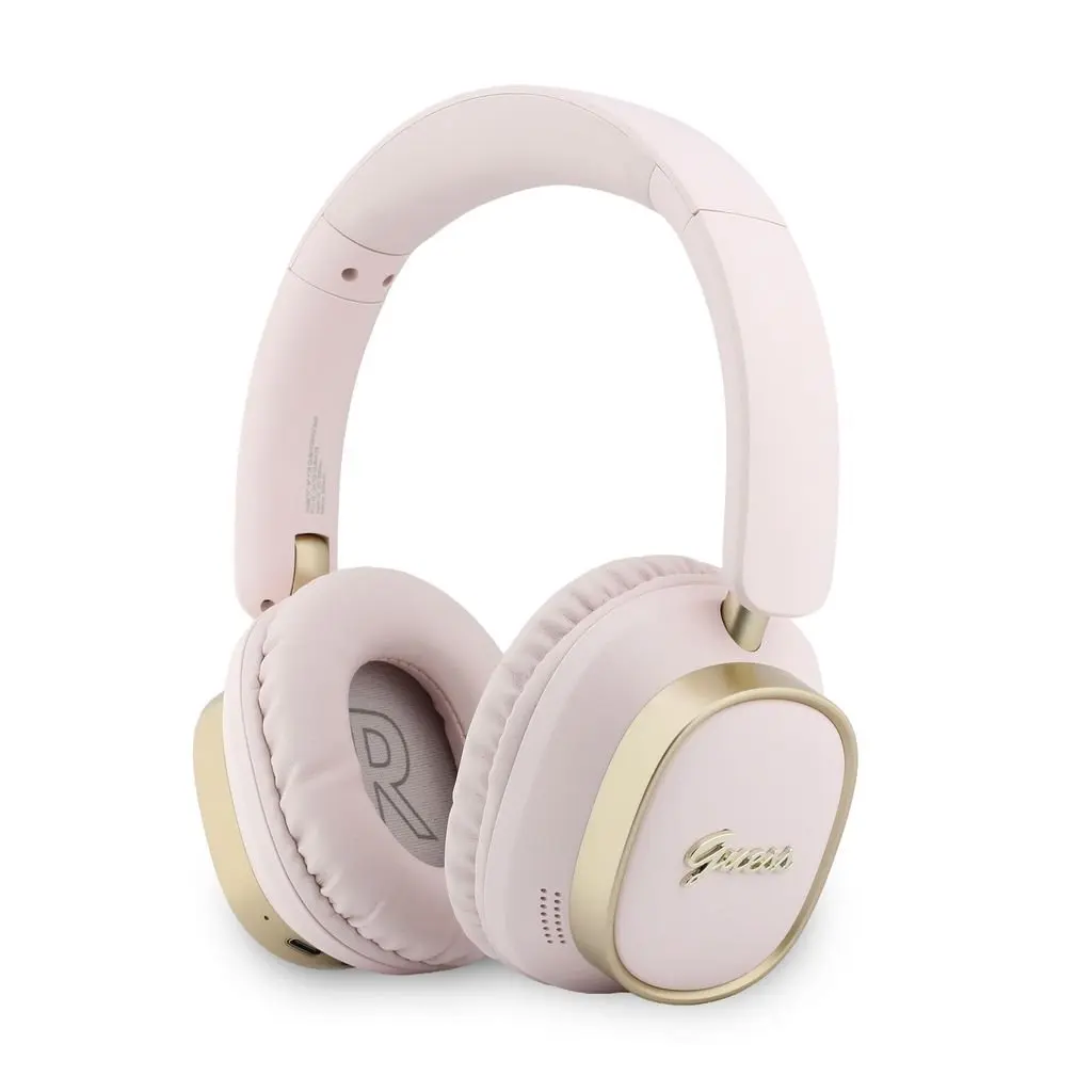Guess Rectangle Metal Script Logo ENC Bezdrátová Sluchátka Pink GUBHV28HGCSMP