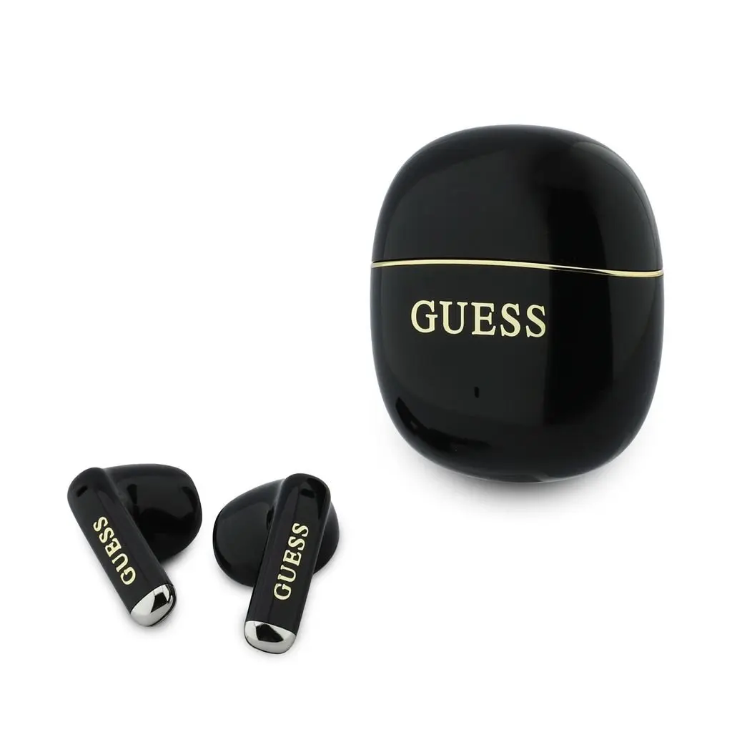 Guess Gold Line Glossy Classic Logo TWS Bezdrátová Sluchátka Black GUTWSG3HGECK
