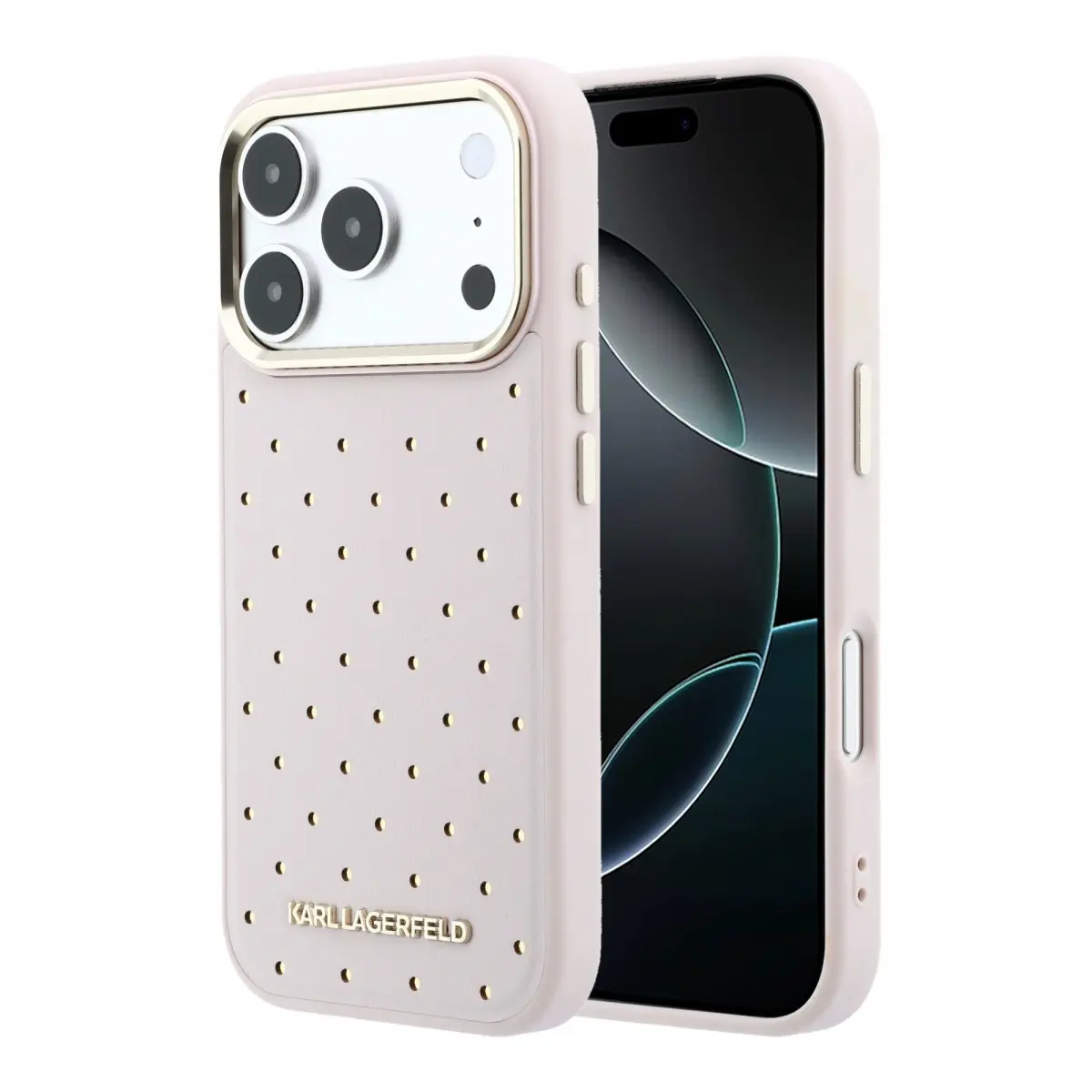 Zadní Kryt Karl Lagerfeld PU Perforated Gold Dots MagSafe pro iPhone 17 Pro Pink