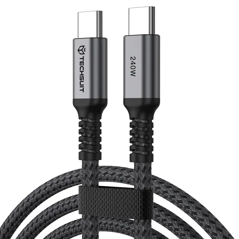 Datový kabel Techsuit TitanSync Pro CX2 USB-C / USB-C 240 W 480 Mb/s 2 m šedý