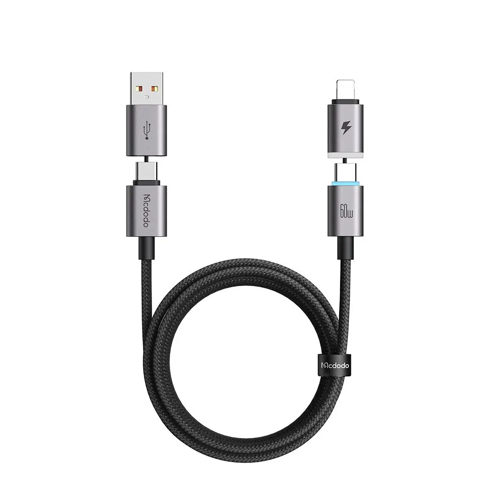 Nabíjecí a datový kabel Mcdodo Extreme Energy 4v1 USB-C a Lightning 60 W 1.2 m černý