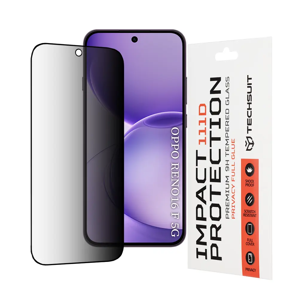 Techsuit - 111D Privacy Full Glue ochranné sklo pro Oppo Reno16 F / Reno16 FS - černé