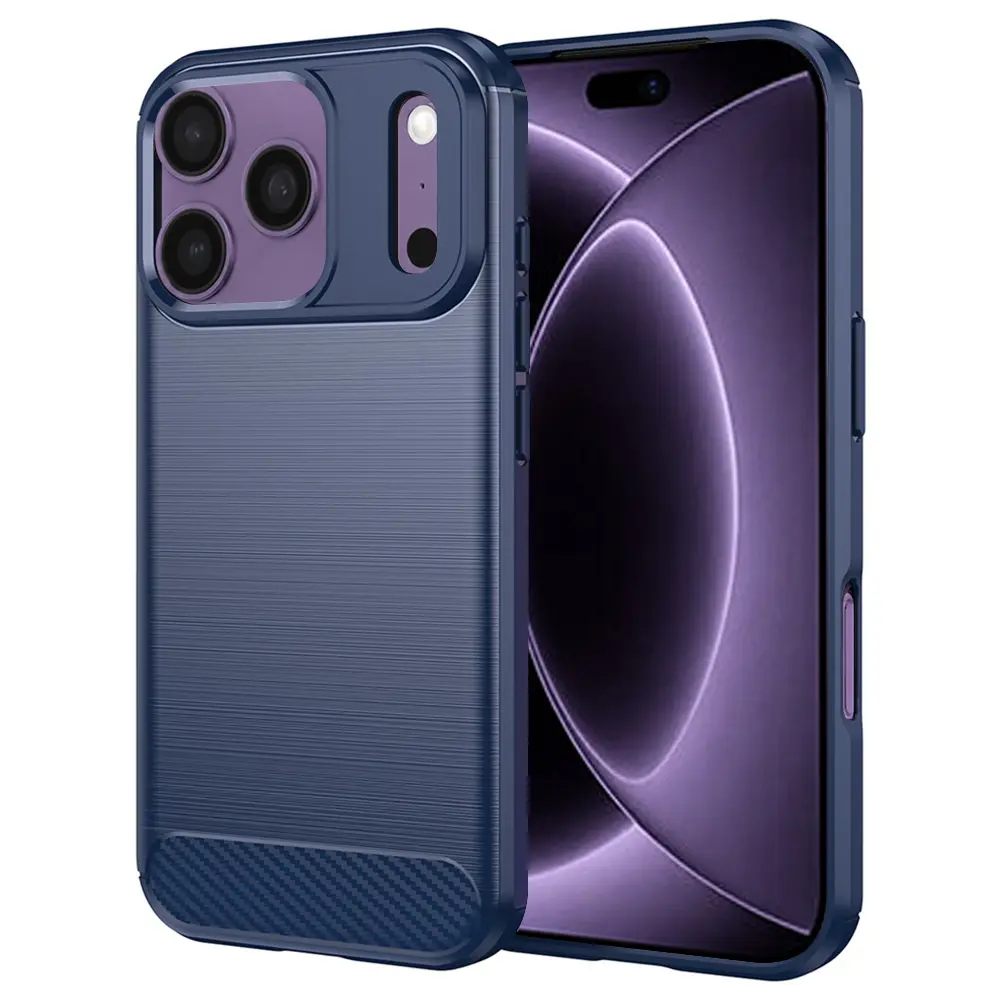 Kryt Techsuit Carbon Silicone pro iPhone 18 Pro / iPhone 17 Pro modrý