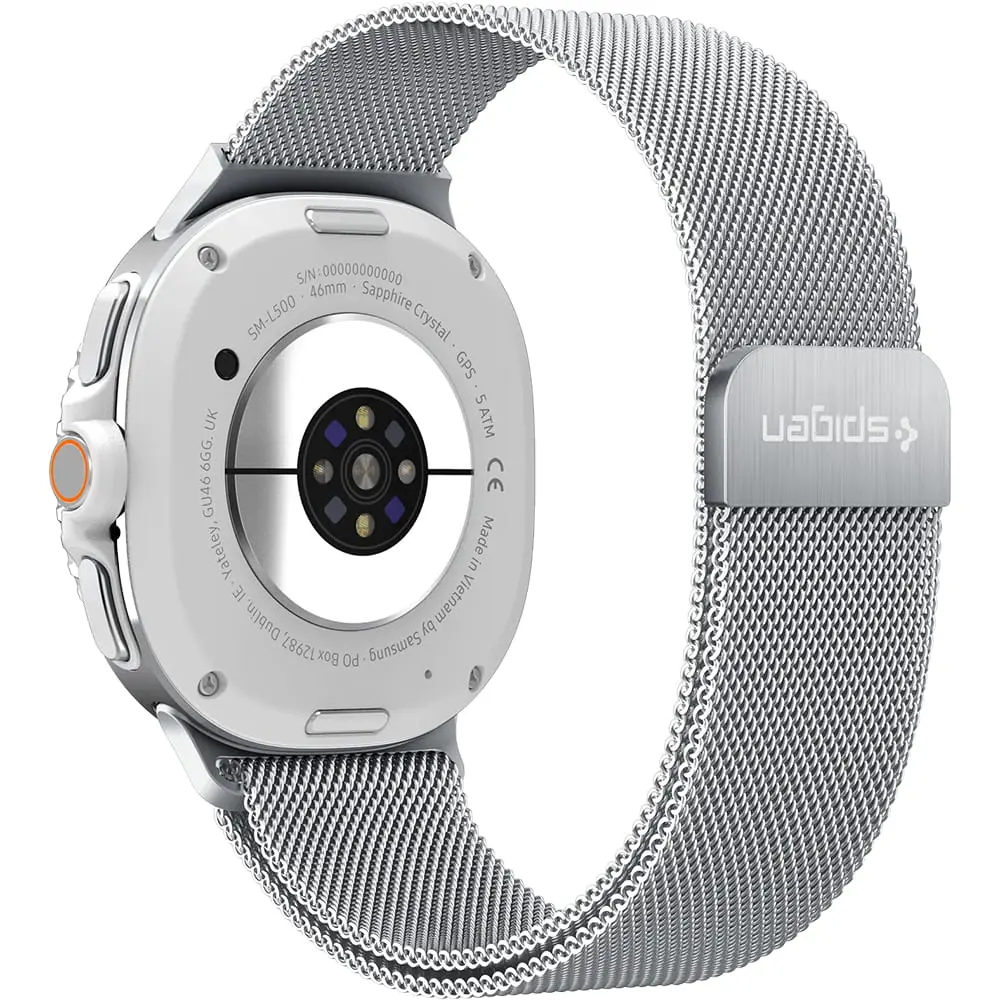 Řemínek Spigen Metal Fit pro Samsung Galaxy Watch9 Watch8 a Watch8 Classic stříbrný