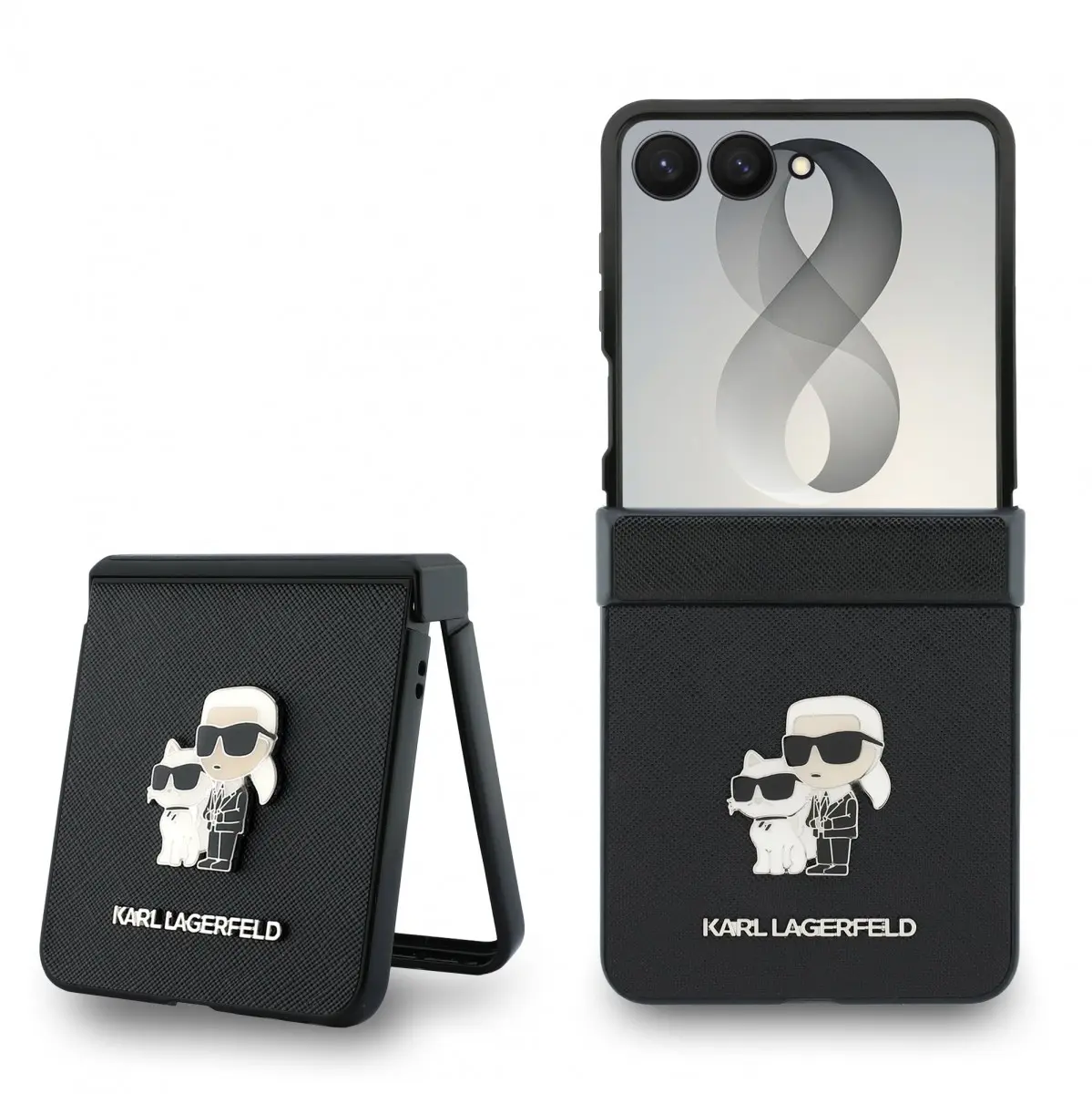Kryt Karl Lagerfeld PU Saffiano Karl and Choupette pro Samsung Galaxy Z Flip 8 černý